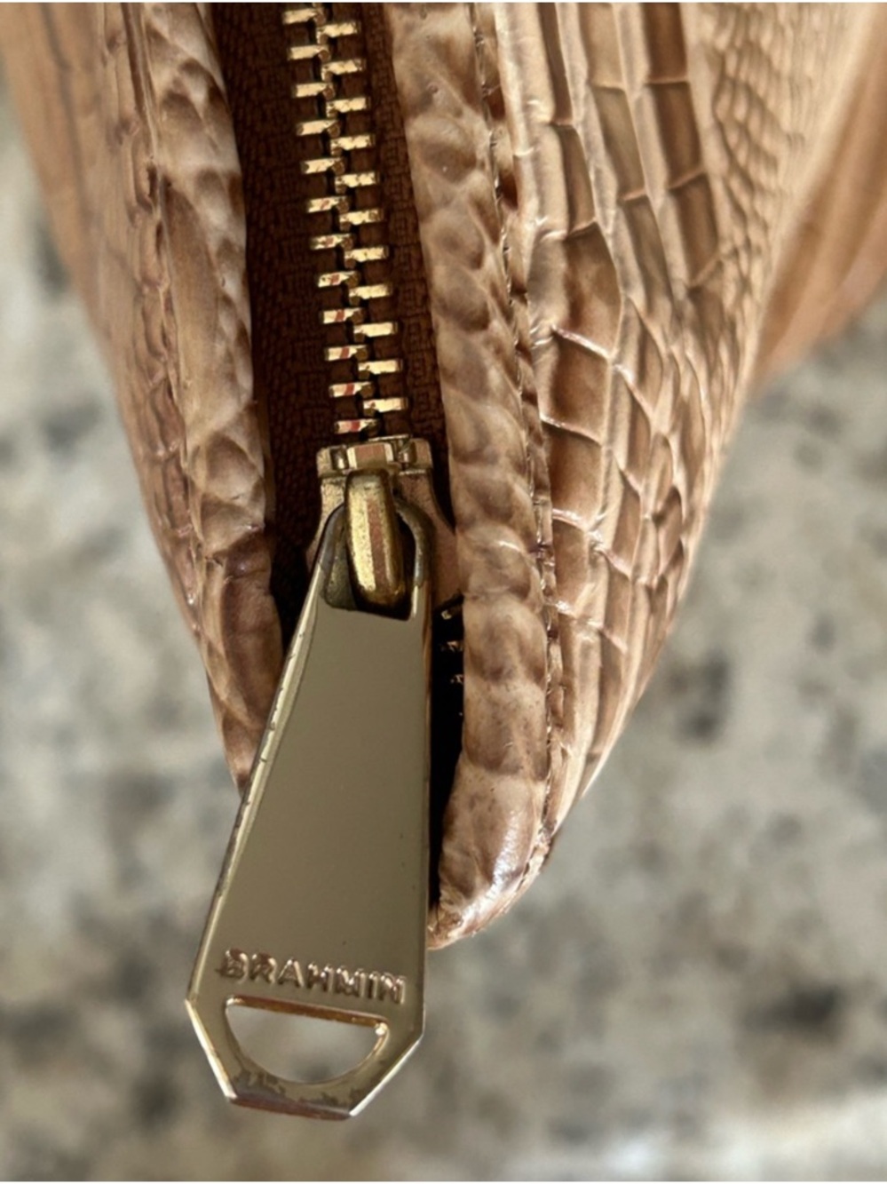 Brahmin Asher Melbourne Croc Leather Tote Satchel Shoulder Bag Gold Brown - Picture 12 of 16